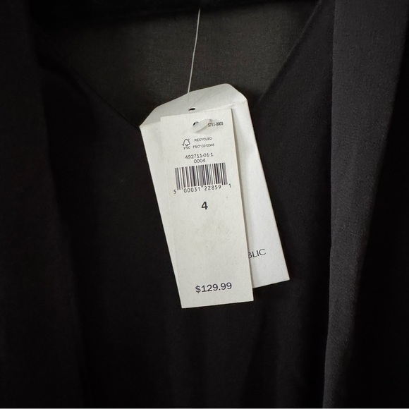 NWT! Banana Republic Elegant Black Chiffon Dress with Neck Tie and Pleated Skirt - Picture 4 of 6